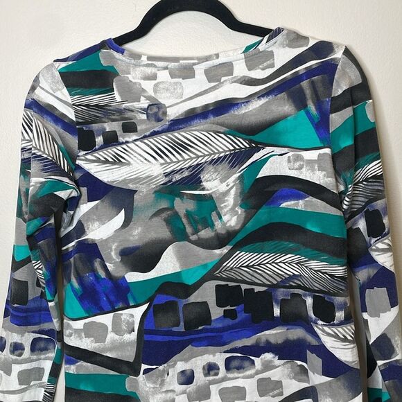 Chico's Printed Long Sleeve T-Shirt Size Small - Picture 7 of 7